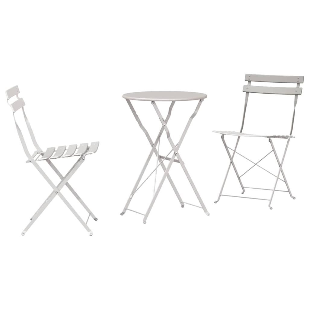 Folding Bistro Set 3 pcs Beige Steel